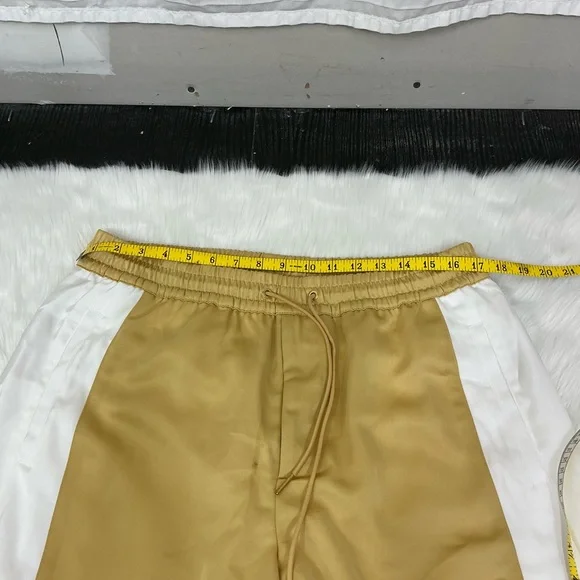 NEW AlphaStyle Yowl Yellow Colorblock Parachute Satin Jogger Pants Size L